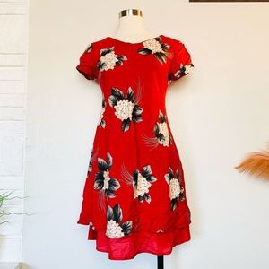 Vintage 90s Jessica Howard Floral Mini Dress Small Red Grunge Fairy Cottage